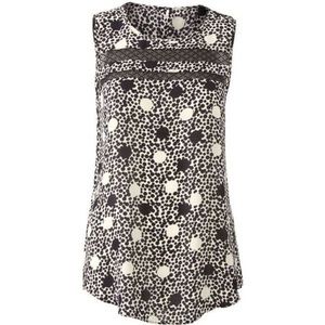 Cabi 3079 Black and White Jot Polka Dot Sleeveless Top Size Small